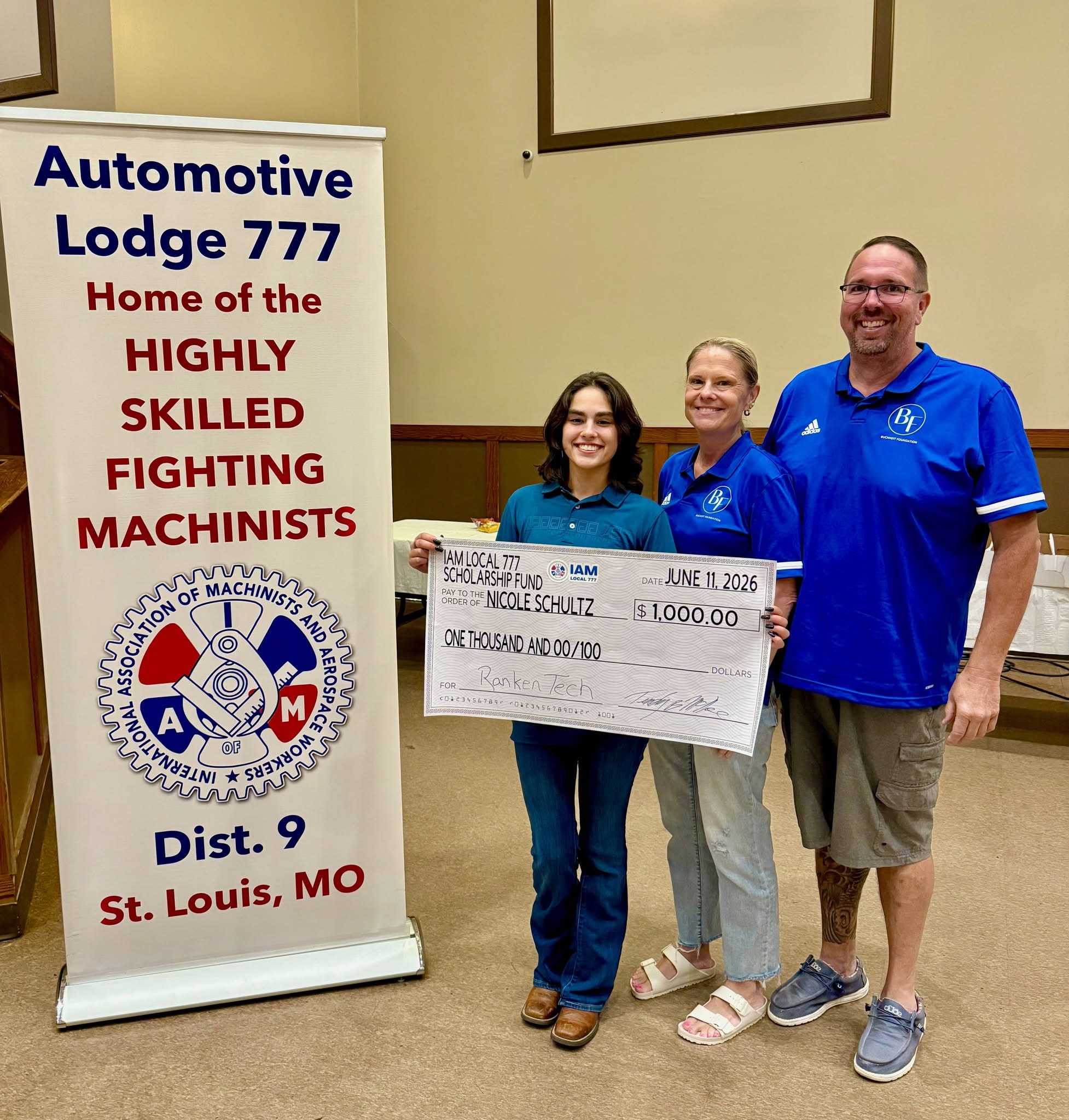 Buchheit Foundation Donates to IAM Local 777 Scholarship Fund